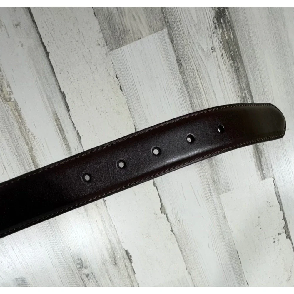 Eddie Bauer Mens Leather Dress Belt Size 40‎ Dark Brown Silver Buckle Classic